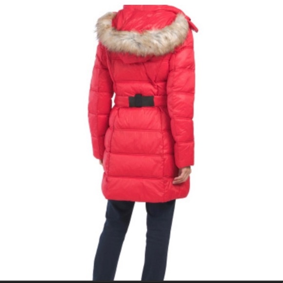 NWT NAUTICA BELTED FAUX FUR HOODED COAT. - Picture 2 of 3